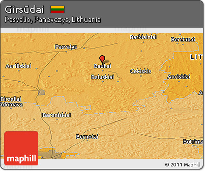 Political Panoramic Map of Girsūdai