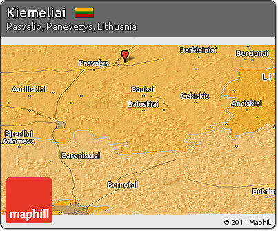 Political Panoramic Map of Kiemeliai