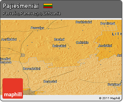 Political Panoramic Map of Pajiešmeniai