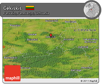 Satellite Panoramic Map of Čekiškis