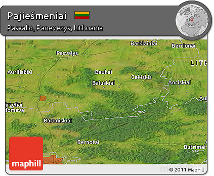 Satellite Panoramic Map of Pajiešmeniai