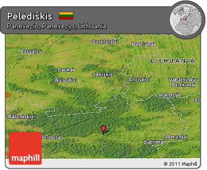 Satellite Panoramic Map of Pėlėdiškis