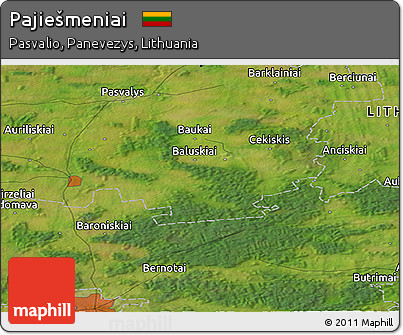 Satellite Panoramic Map of Pajiešmeniai