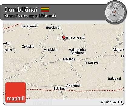 Shaded Relief Panoramic Map of Dumbliūnai