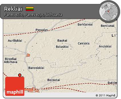 Shaded Relief Panoramic Map of Rekliai
