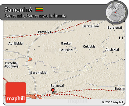 Shaded Relief Panoramic Map of Samaninė