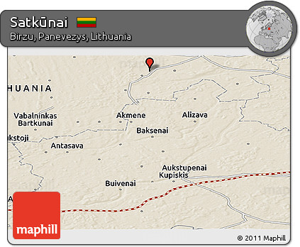Shaded Relief Panoramic Map of Satkūnai