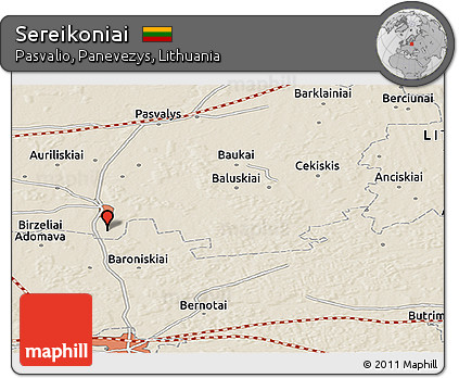 Shaded Relief Panoramic Map of Sereikoniai