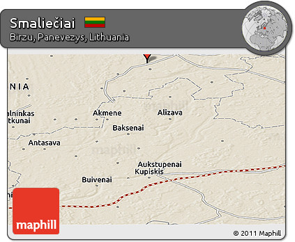 Shaded Relief Panoramic Map of Smaliečiai