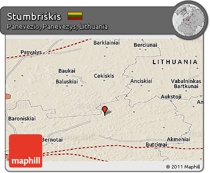 Shaded Relief Panoramic Map of Stumbriškis