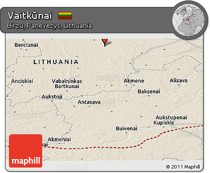 Shaded Relief Panoramic Map of Vaitkūnai