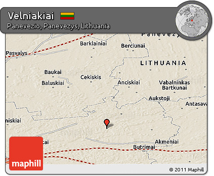 Shaded Relief Panoramic Map of Velniakiai