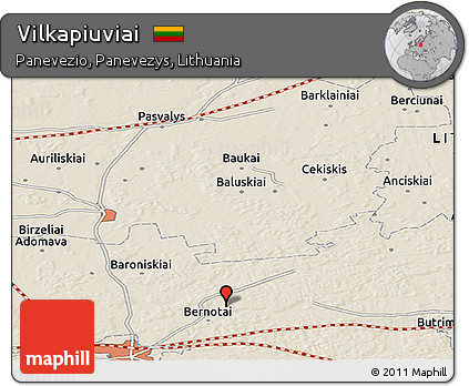 Shaded Relief Panoramic Map of Vilkapiuviai