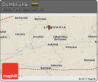 Shaded Relief Panoramic Map of Dumbliūnai