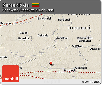 Shaded Relief Panoramic Map of Karsakiškis