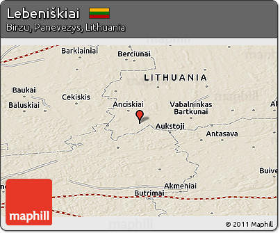 Shaded Relief Panoramic Map of Lebeniškiai