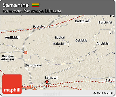 Shaded Relief Panoramic Map of Samaninė