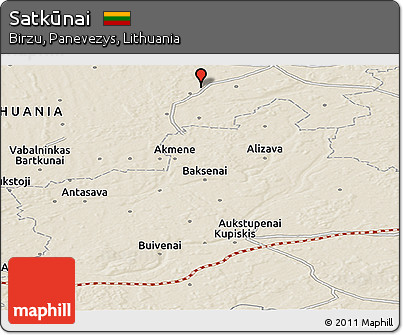 Shaded Relief Panoramic Map of Satkūnai