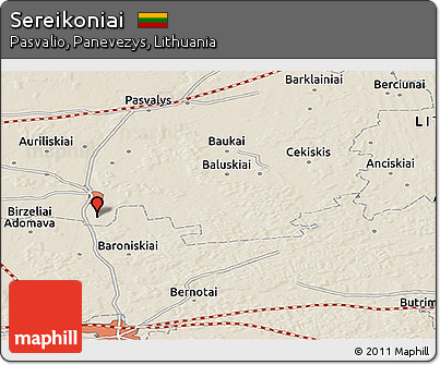Shaded Relief Panoramic Map of Sereikoniai