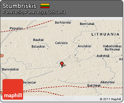 Shaded Relief Panoramic Map of Stumbriškis
