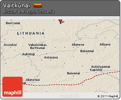 Shaded Relief Panoramic Map of Vaitkūnai