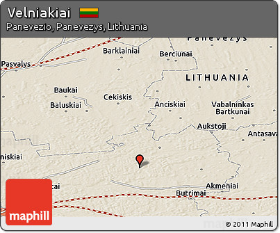 Shaded Relief Panoramic Map of Velniakiai