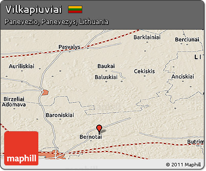 Shaded Relief Panoramic Map of Vilkapiuviai