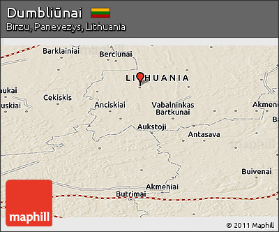 Shaded Relief Panoramic Map of Dumbliūnai