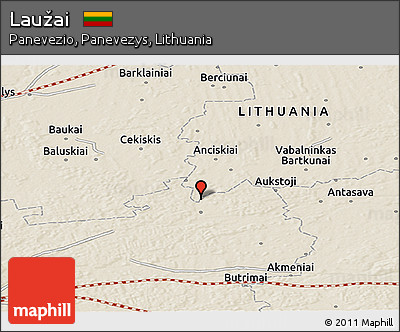Shaded Relief Panoramic Map of Laužai