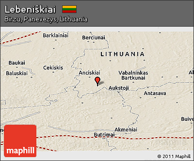 Shaded Relief Panoramic Map of Lebeniškiai