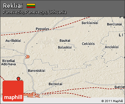 Shaded Relief Panoramic Map of Rekliai