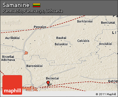 Shaded Relief Panoramic Map of Samaninė