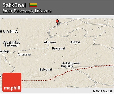 Shaded Relief Panoramic Map of Satkūnai