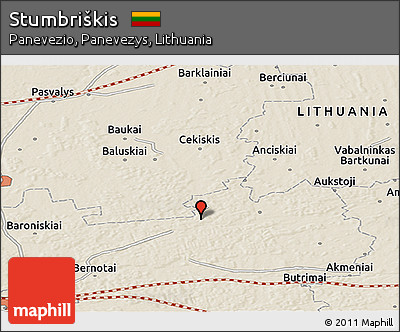 Shaded Relief Panoramic Map of Stumbriškis