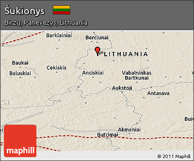 Shaded Relief Panoramic Map of Šukionys