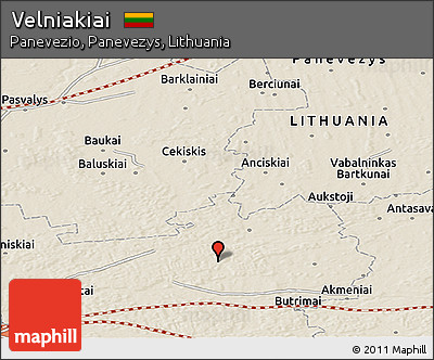 Shaded Relief Panoramic Map of Velniakiai