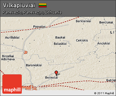 Shaded Relief Panoramic Map of Vilkapiuviai