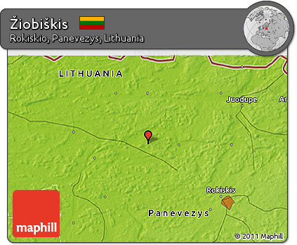 Physical 3D Map of Žiobiškis