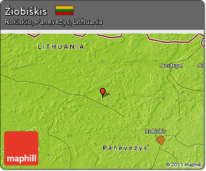Physical 3D Map of Žiobiškis