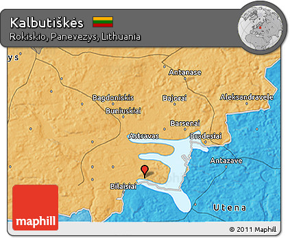 Political 3D Map of Kalbutiškės