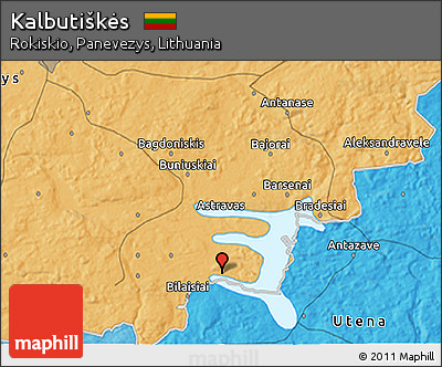 Political 3D Map of Kalbutiškės