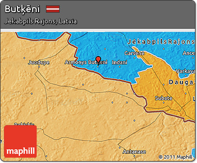 Political 3D Map of Butķēni
