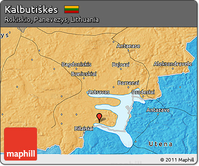 Political 3D Map of Kalbutiškės