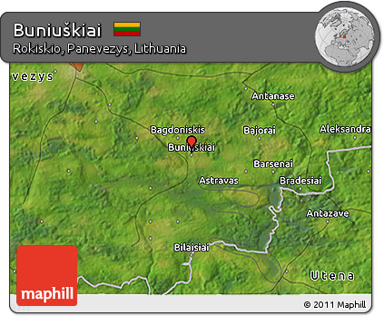Satellite 3D Map of Buniuškiai