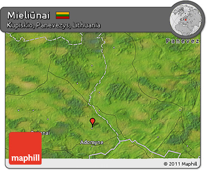 Satellite 3D Map of Mieliūnai