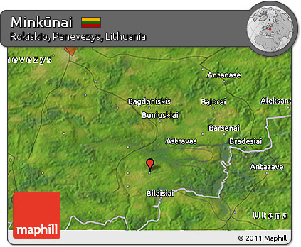 Satellite 3D Map of Minkūnai