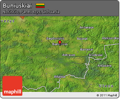 Satellite 3D Map of Buniuškiai
