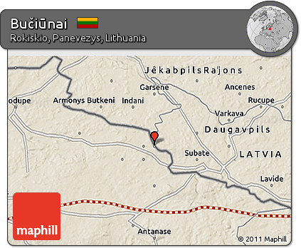 Shaded Relief 3D Map of Bučiūnai