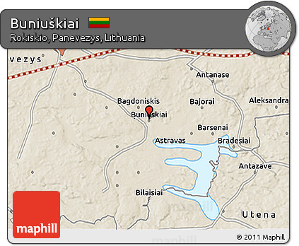 Shaded Relief 3D Map of Buniuškiai