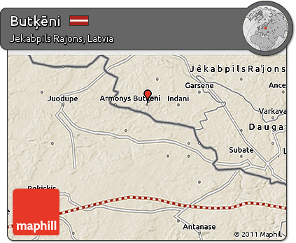 Shaded Relief 3D Map of Butķēni
